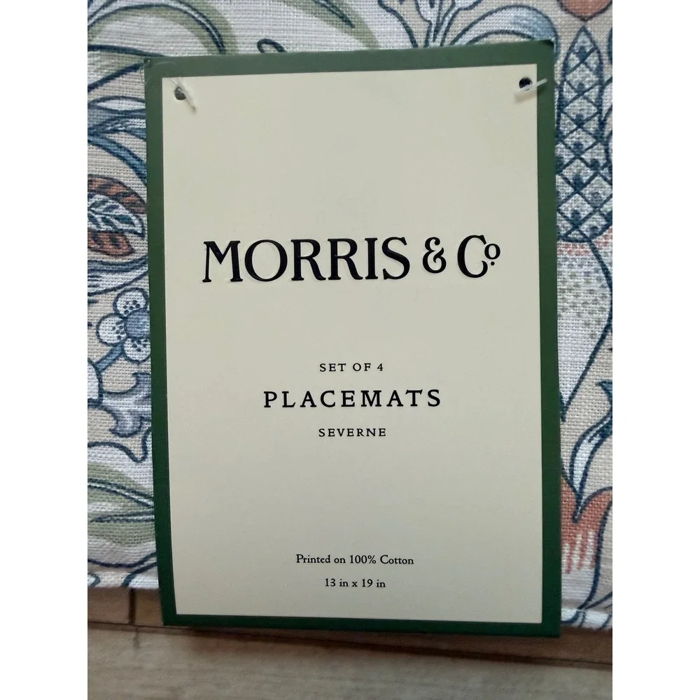 Morris & Co Severne Cotton Placemats Set of 4 Blue Green Floral 13
